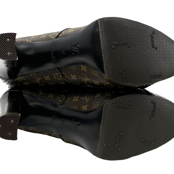 LOUIS VUITTON Vintage Monogram Mid Calf Boots #37 US 6.5 Brown Leather [102060] - Picture 14 of 14